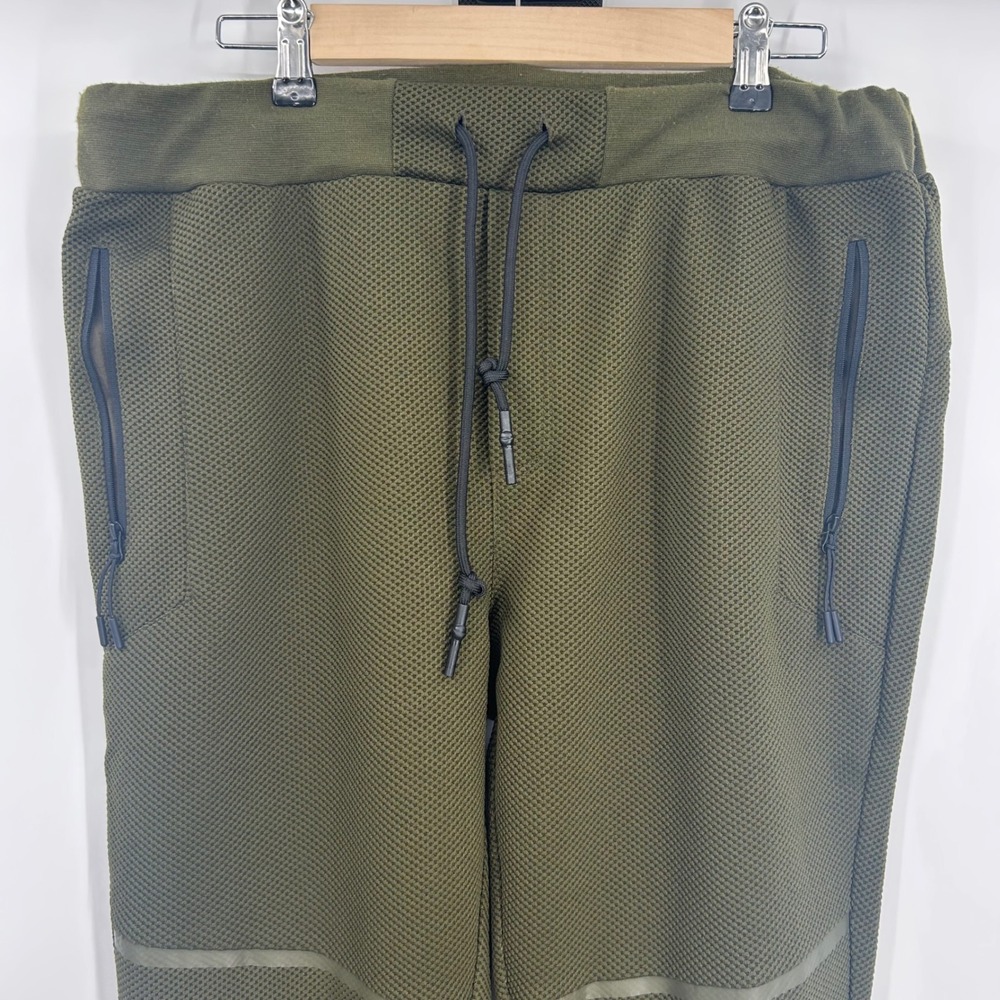 Zyia Active Olive Green Textured Waffle Knit Jogger Pants Womens Large L Zipper